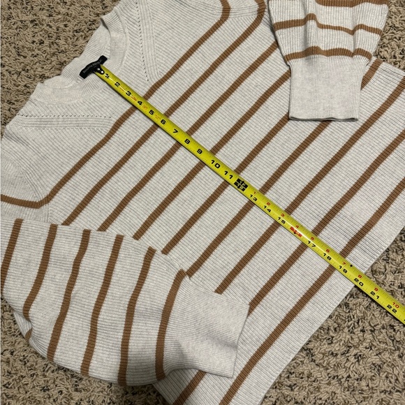 Banana Republic Brown Beige Striped Copper Sleeve Knit Pullover Sweater Size XL - Picture 3 of 7